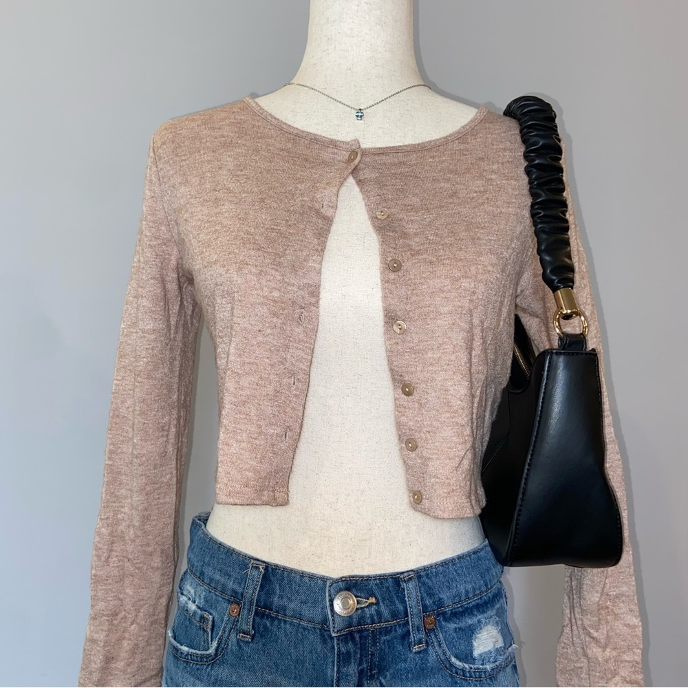 Zara Tan Pinkish Super Soft Button Up Long Sleeve Cardigan Top Size Medium
